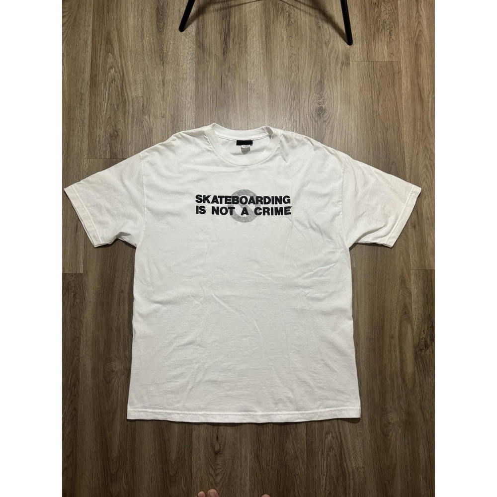 Y2K NHS SKATEBOARDING‎ IS NOT A CRIME White T Shirt Size XL